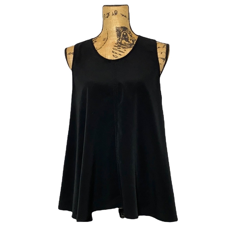 Black Sleeveless A-Line Scoop Neck Blouse M